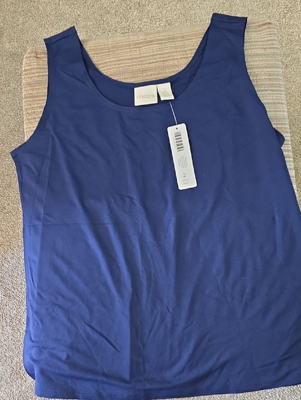 Chico's Sleeveless Scoop Neck Tank Top - Navy Blue